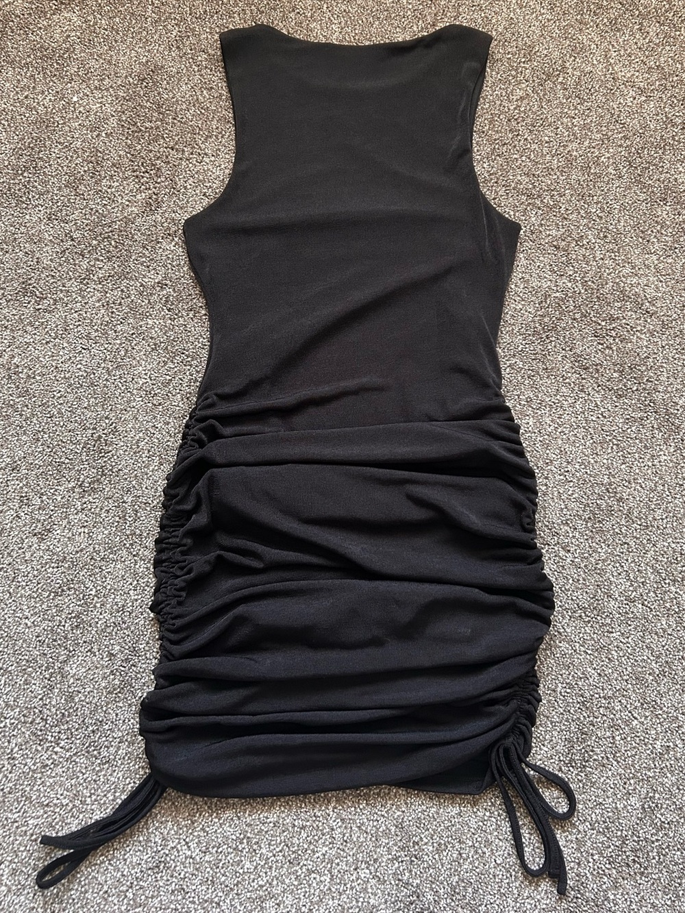 MNG Black Ruched Drawstring Mini Dress - Picture 3 of 4